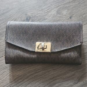 Michael Kors Brown Wallet with Gold-Toned Clasp
